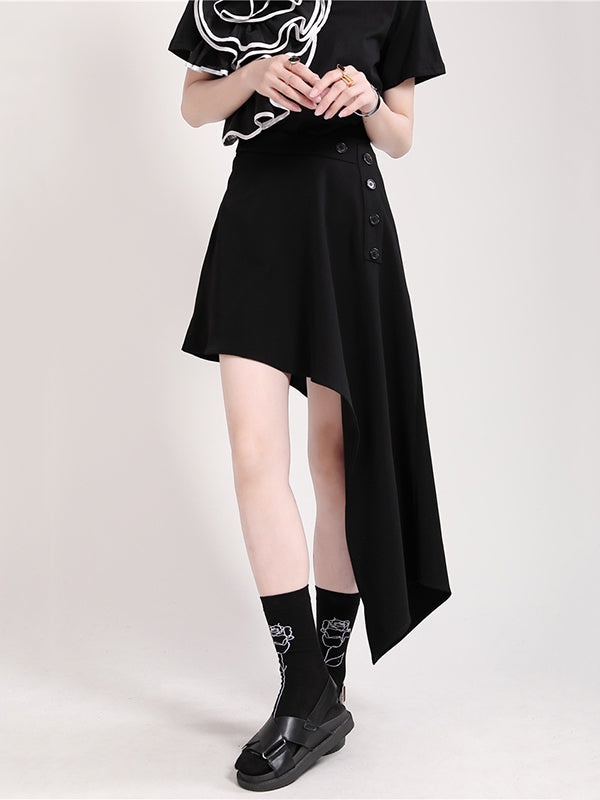 Stylish Irregular Split-Joint Black Skirt