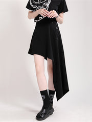 Stylish Irregular Split-Joint Black Skirt