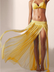 Woman i European and American elastic mesh beach skirt, 4-piece skirt bikini cover-up (bikini not included)
