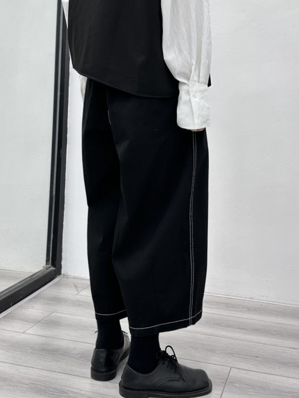 Elasticity Pleated Split-Joint Harem Pants High Waisted Ninth Pants