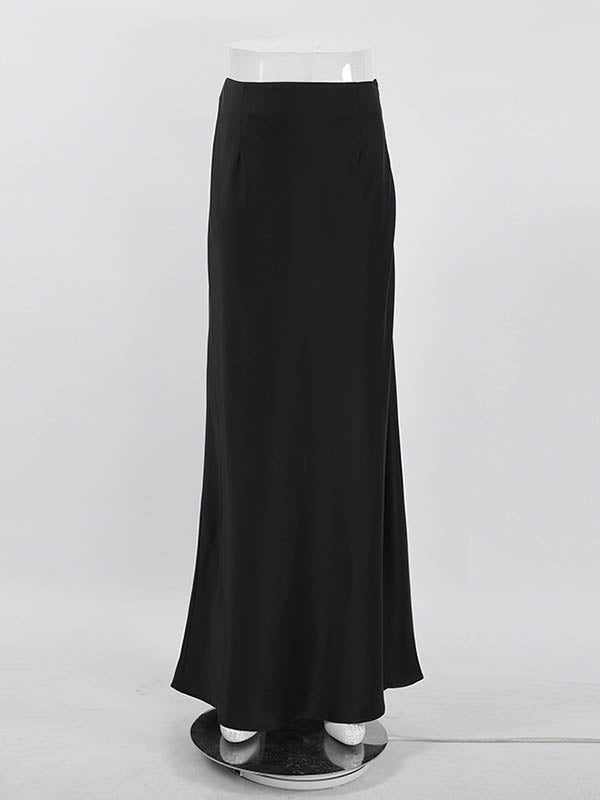 Solid Color High Waisted Skirts Bottoms