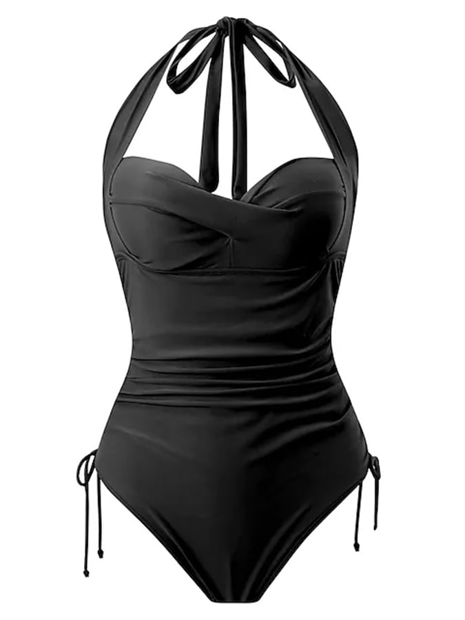 Sexy Drawstring Solid One Piece Swimwear