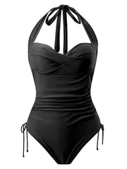 Sexy Drawstring Solid One Piece Swimwear