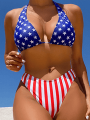 Women's High-End Flag Lace-Up Beach Bikini