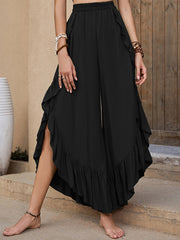 Casual Loose Irregularity Solid Color Wide Leg Pants Bottoms