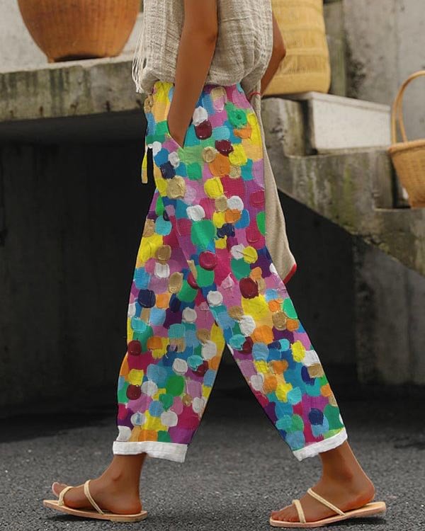 Women's Casual Color Block Loose Pants