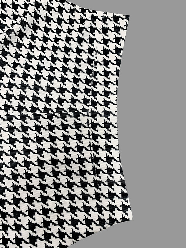 Houndstooth Loose Wide Leg Trousers Casual Pants Bottoms