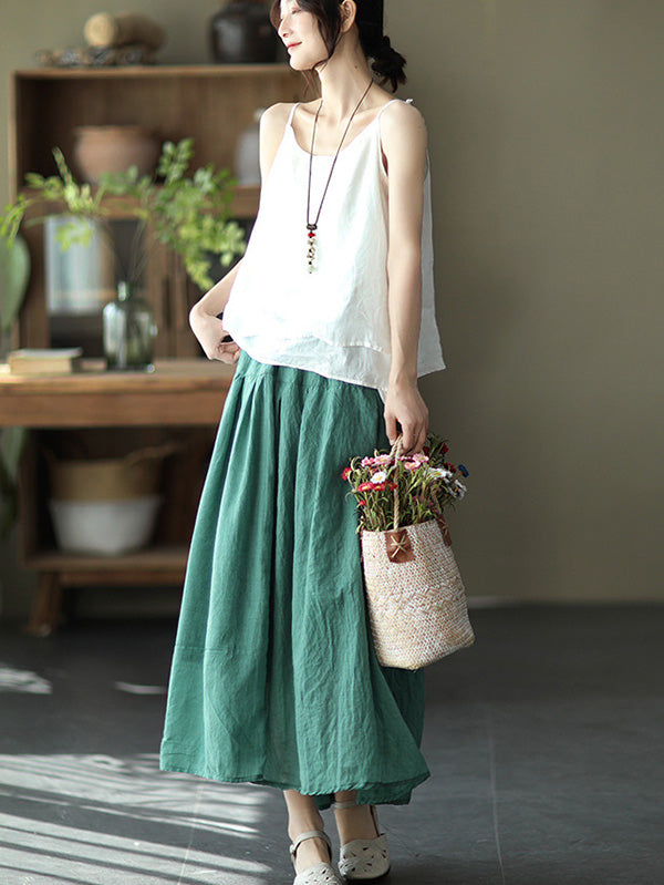 Casual Solid Color Empire A-Line Skirt