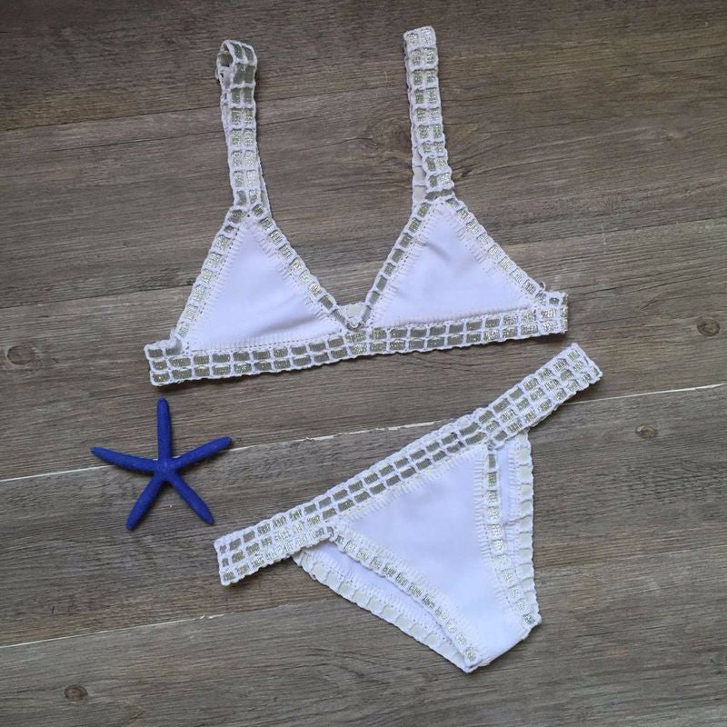 Crocheted Bikini Knitted Stitching Swimsuit Set