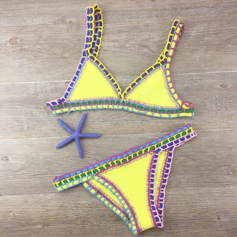 Crocheted Bikini Knitted Stitching Swimsuit Set