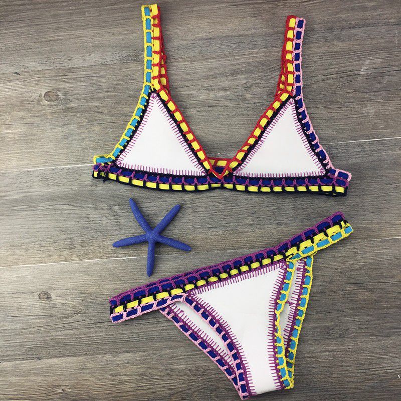 Crocheted Bikini Knitted Stitching Swimsuit Set