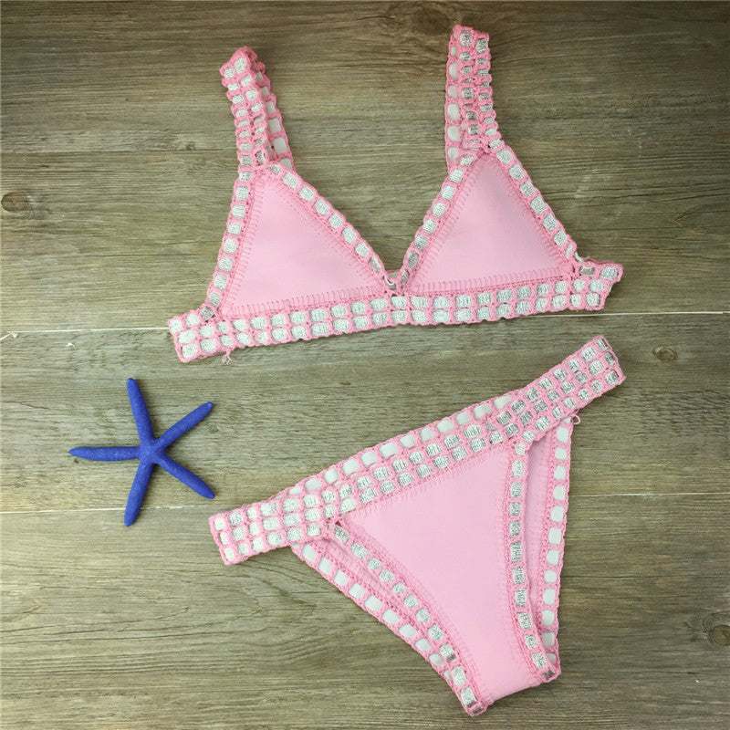 Crocheted Bikini Knitted Stitching Swimsuit Set