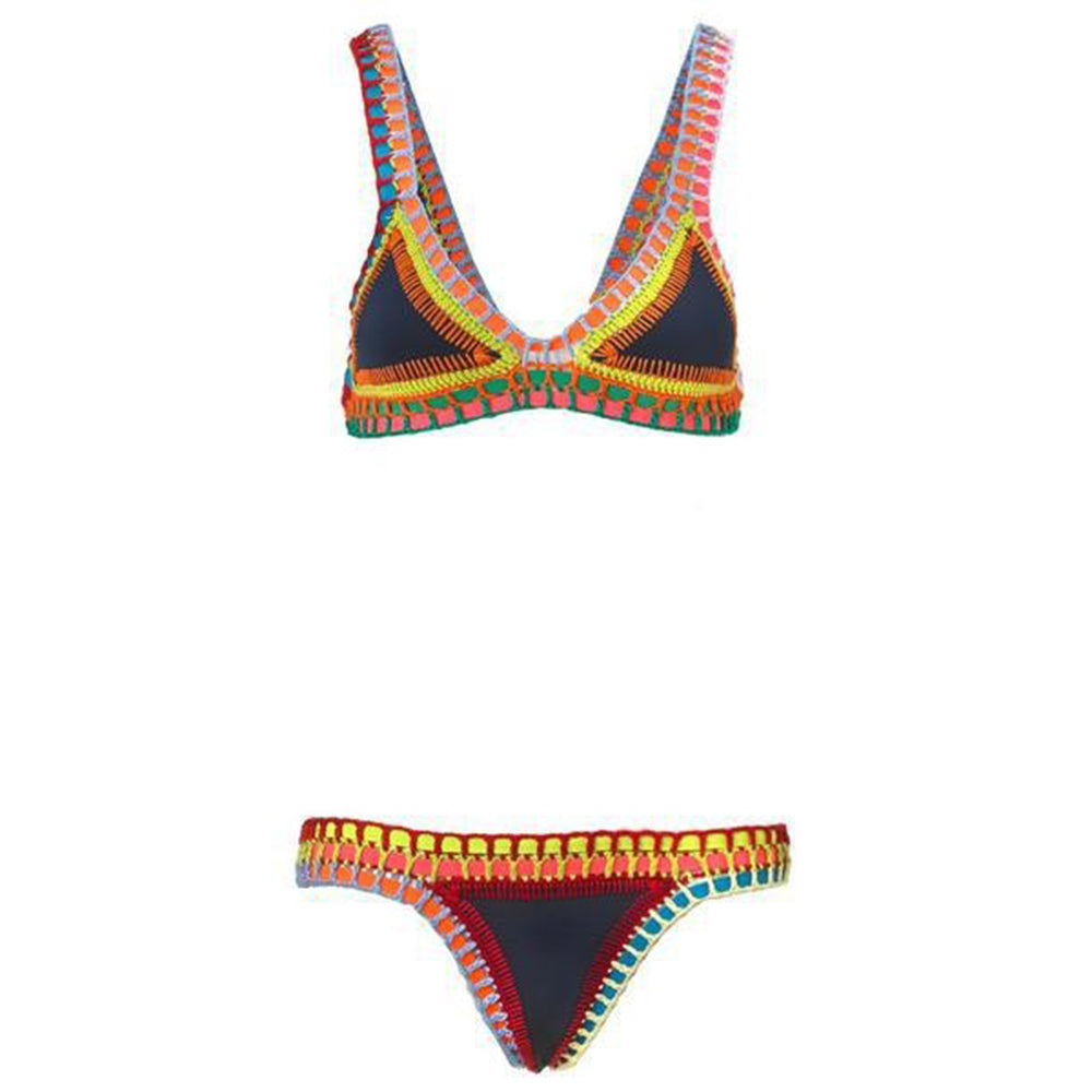 Crocheted Bikini Knitted Stitching Swimsuit Set