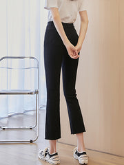 Casual Black Elasticity Skinny Leg Flared Pants