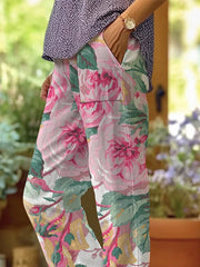 Women's Art Floral Loose Casual Pants (With Pockets)