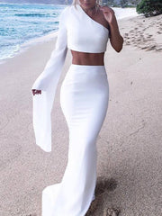 Bodycon One-Shoulder Two-Piece Suits