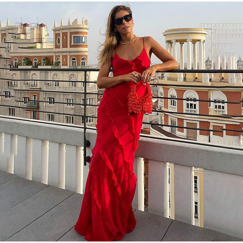 Rosalina Chiffon Ruffle Maxi Dress