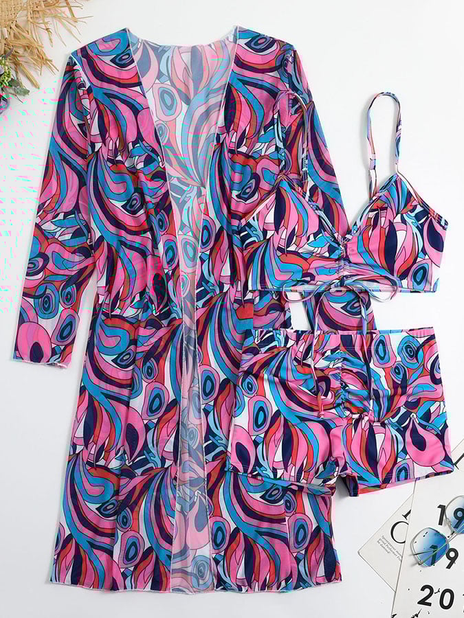 Fashion Sexy Printed Bikini Three Piece Set
