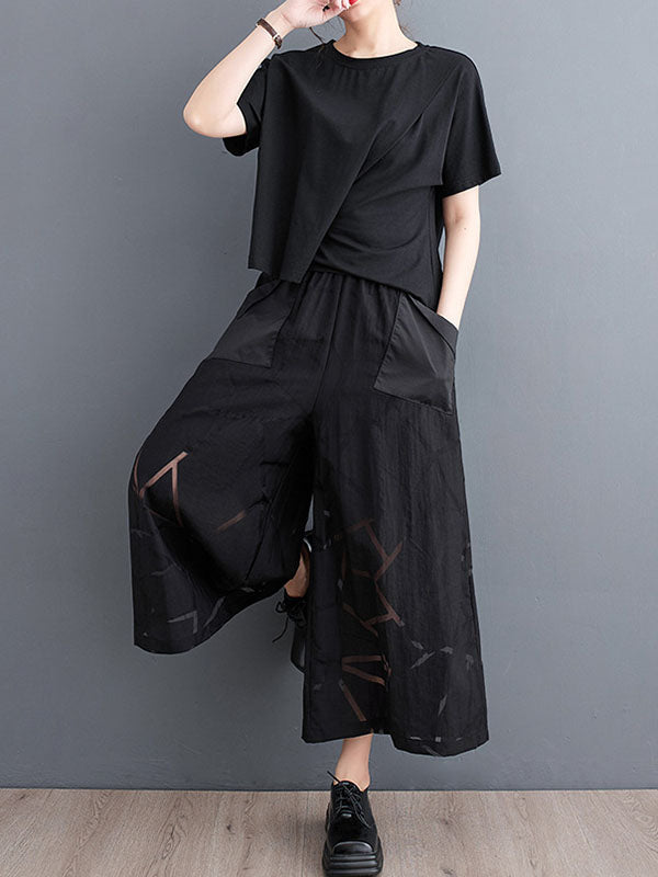 Elastics Printed High Waisted Ninth Pants Casual Pants Bottoms