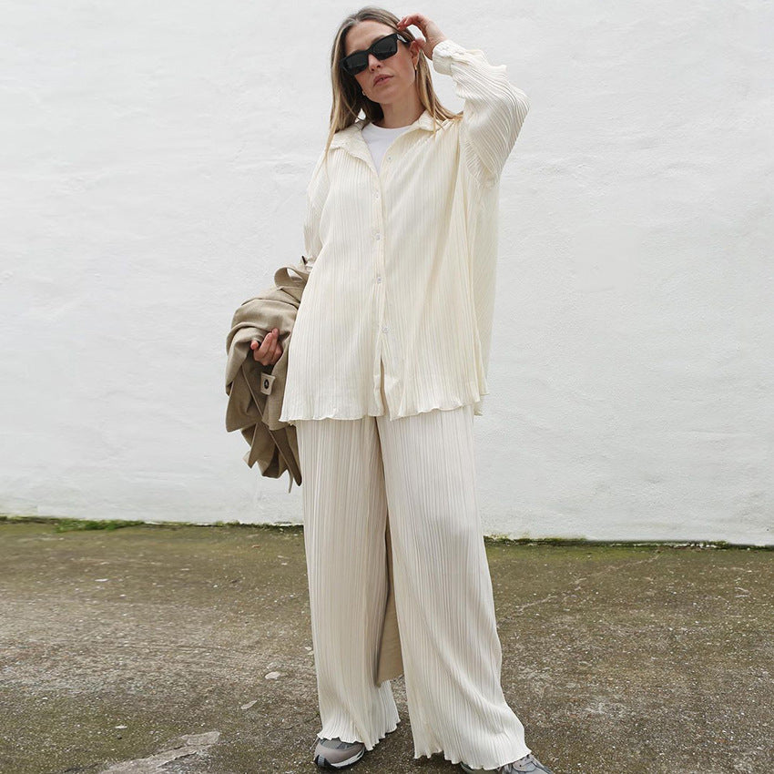 Eliza Pleated Casual Shirt &Trouser Set