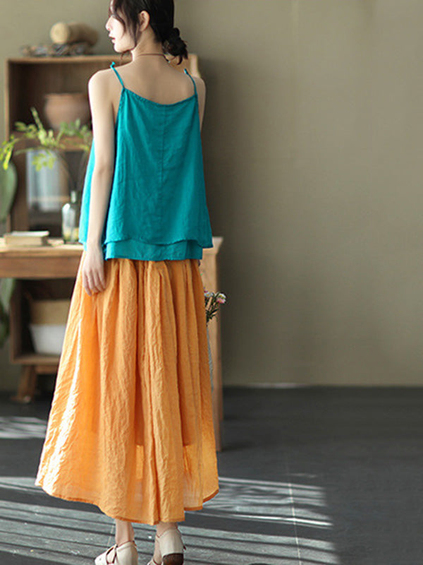 Casual Solid Color Empire A-Line Skirt