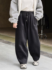 Casual Loose Wide Leg Drawstring Solid Color Pants