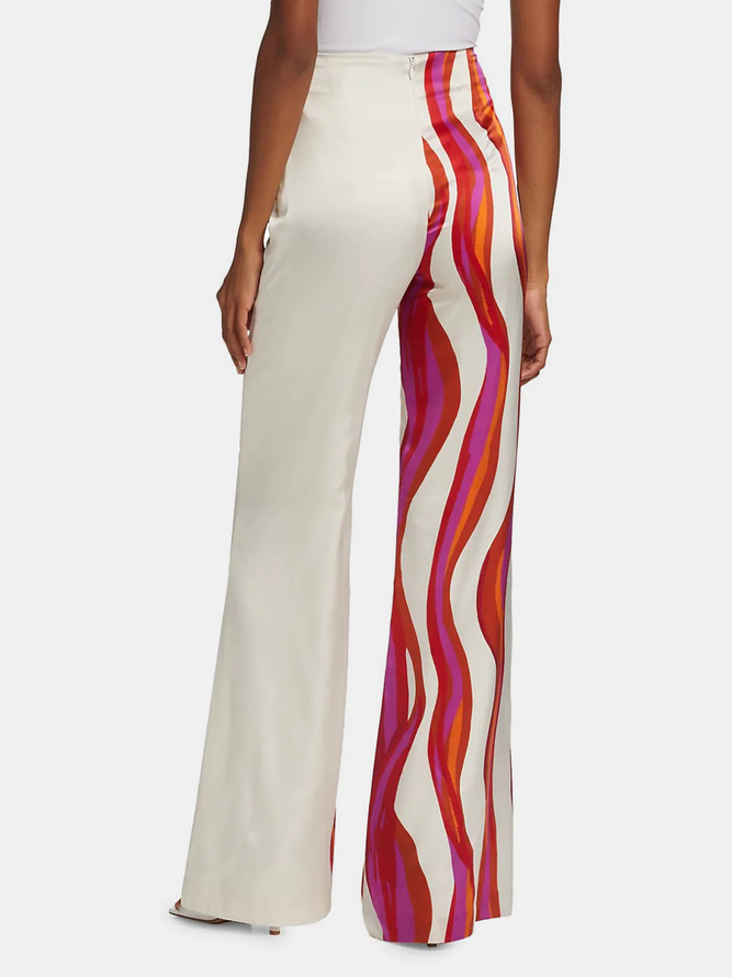 Zreei Urban Wide Leg Loose Printed Off-The-Shoulder Blouses &Casual Pants Two Pieces Set