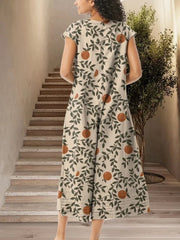 Women's Retro Art Print Casual Jumpsuit