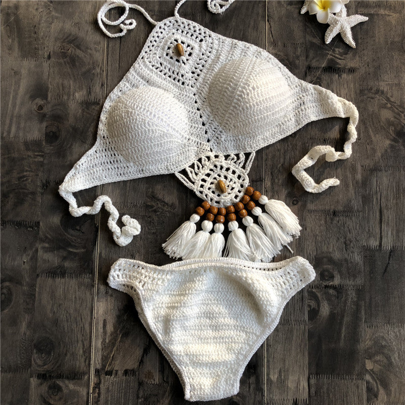 Lace up Cutout knit bikinis