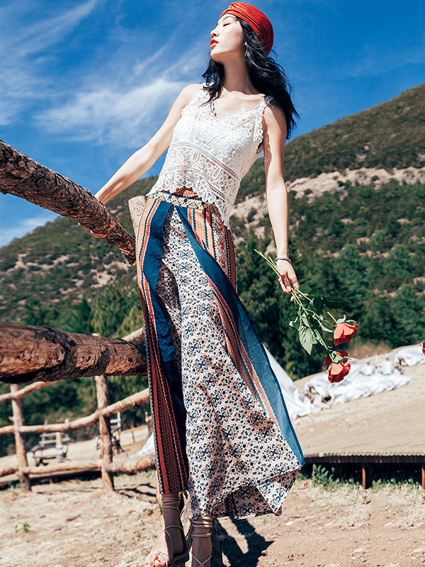 Vacation Loose High Waisted Floral Pants