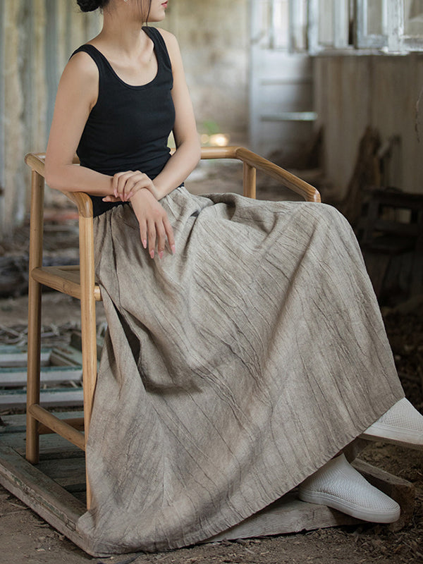 Elasticity Pockets Tie-Dyed Loose Skirts Bottoms