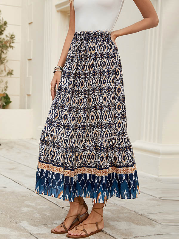 Contrast Color Elasticity Loose Skirts Bottoms