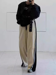Drawstring Elasticity Split-Joint High Waisted Loose Trousers Pants