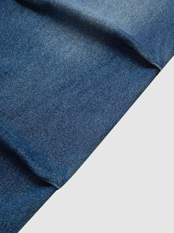 Drawstring Elasticity Gradient High Waisted Loose Jean Pants Bottoms