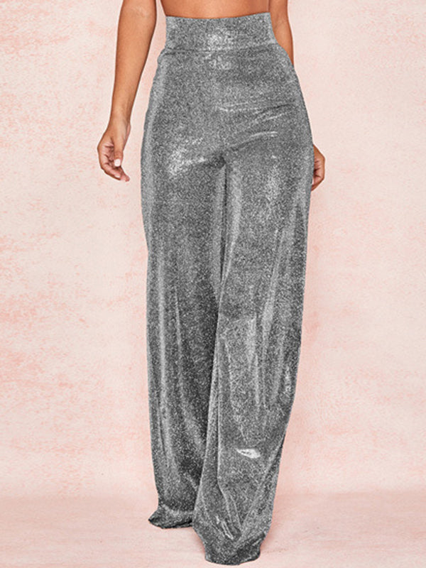 High-Waisted Split-Joint Loose Wide Leg Trousers Pants