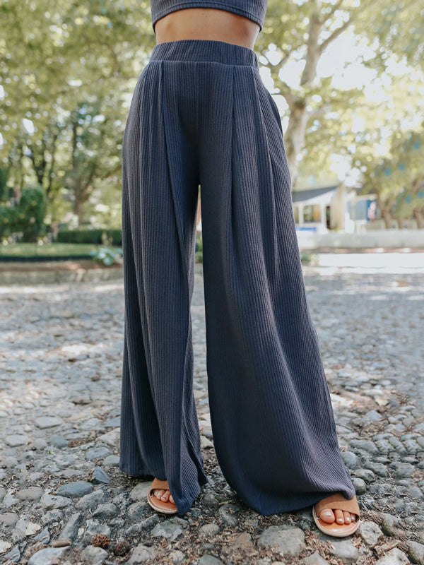 Solid Color Long Sleeves+Wide Leg Suits