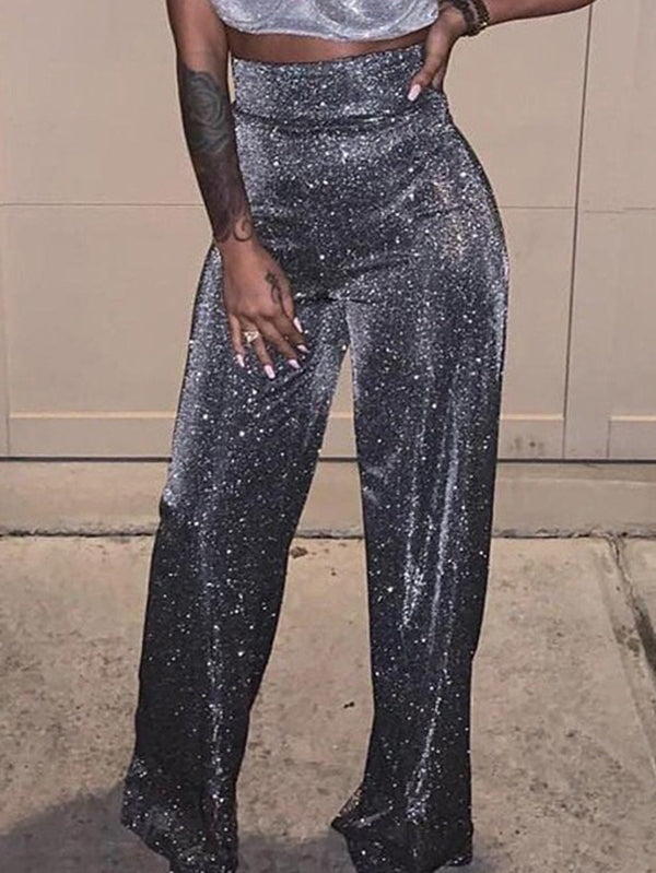 High-Waisted Split-Joint Loose Wide Leg Trousers Pants