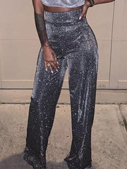 High-Waisted Split-Joint Loose Wide Leg Trousers Pants
