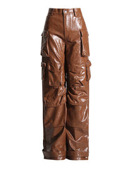 Pockets Solid Color Loose Trousers Pants