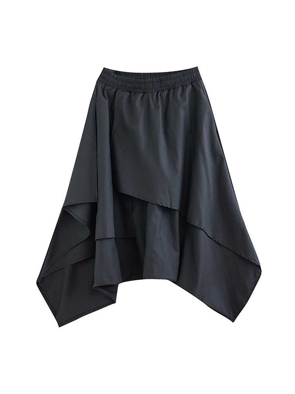 Asymmetric Elasticity Layered Solid Color High Waisted Loose Culotte