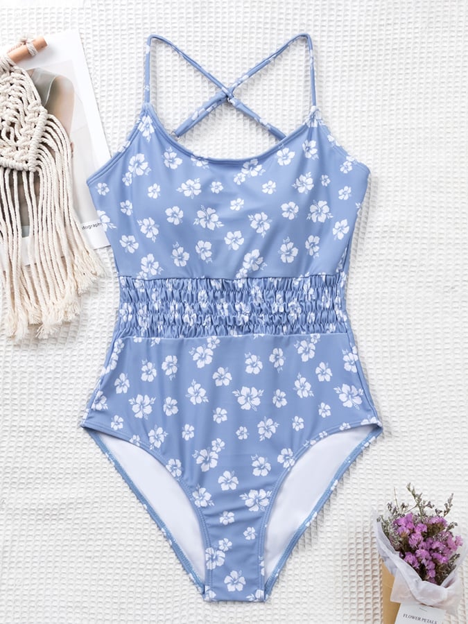 Printed Tight Floral One Piece Swimsuit