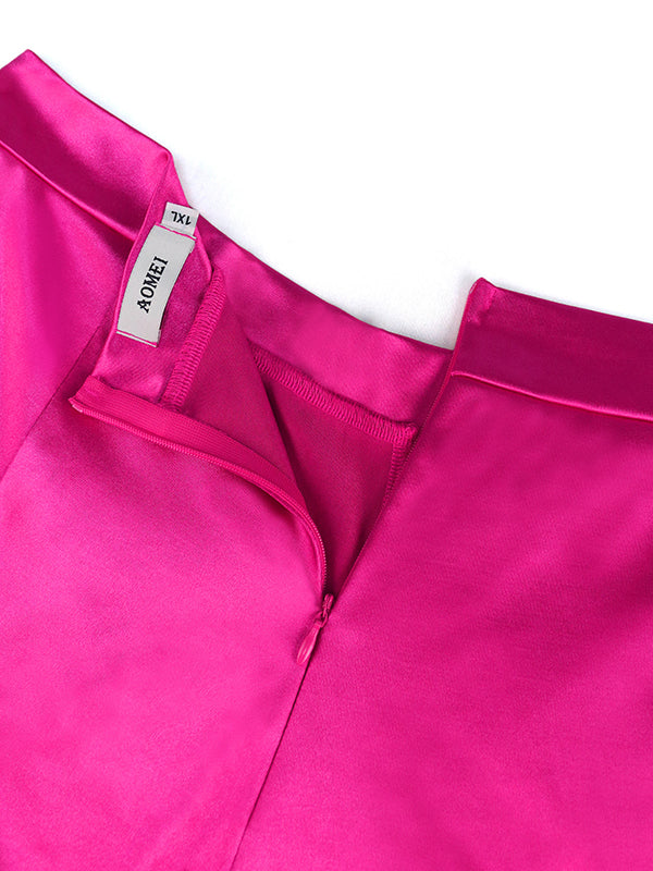 Lacy Pleated Solid Color Flared Pants Wrap Casual Pants Bottoms