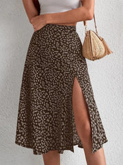 Flower Print Split-side A-line Loose Skirts Bottoms