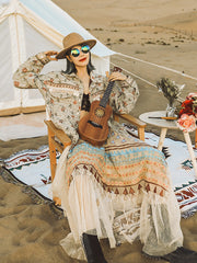 Vacation Irregularity Loose Floral Printed Patchwork Skirt