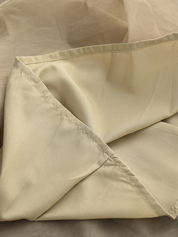 Simple Loose Solid Color Split-Joint Bubble Skirt