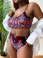 Plus Size Sexy Bikini Print Two-Piece Swimsuit