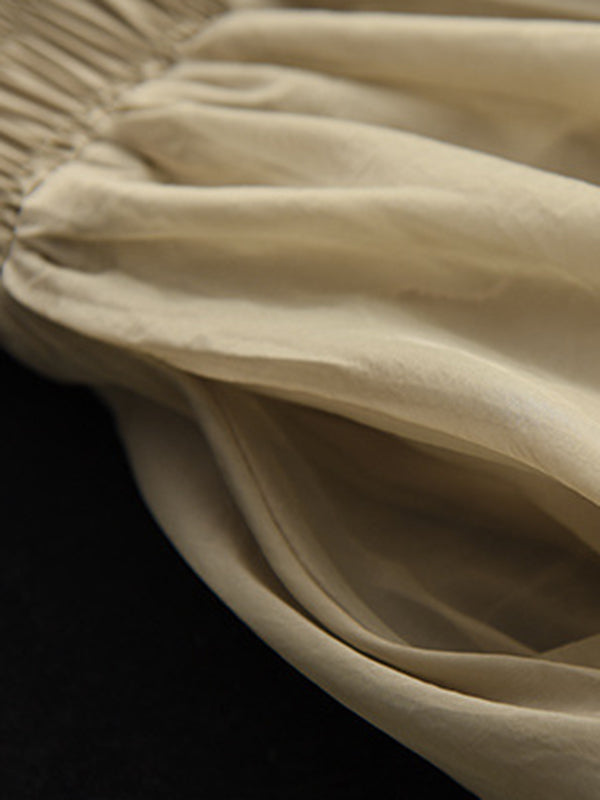 Simple Loose Solid Color Split-Joint Bubble Skirt