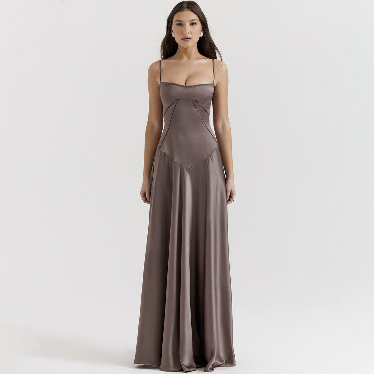 Adriana Suspender Backless Midi Dress