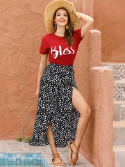 Original Split-Front Printed Wide Legs Pants
