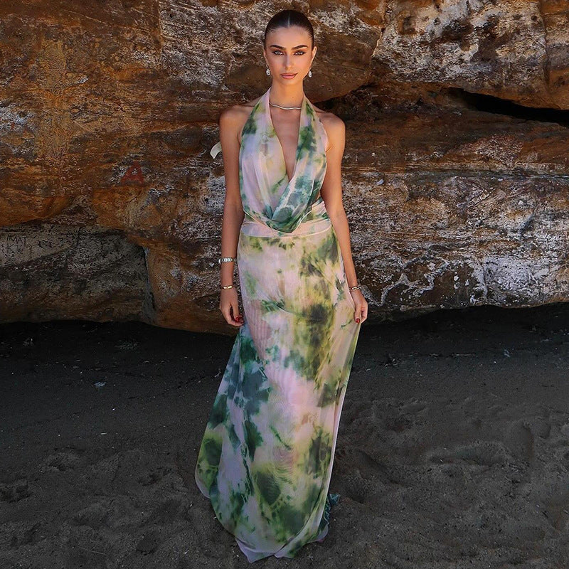 Antonia Printed Halter Maxi Dress